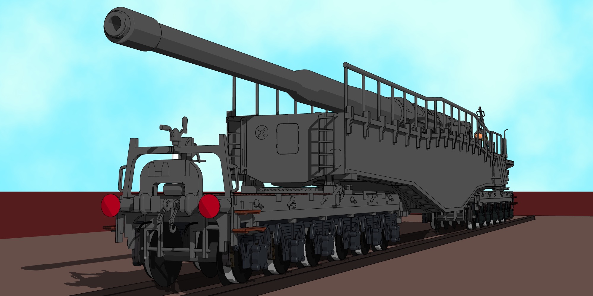 ドイツの列車砲のレオポルドです。二作目投稿です。 - 画像投稿機 - Shade3D フォーラム